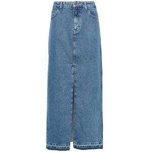 Philosophy Di Lorenzo Serafini Skirt 0 Mid Rise Denim Maxi Slit Blue Modest Boho